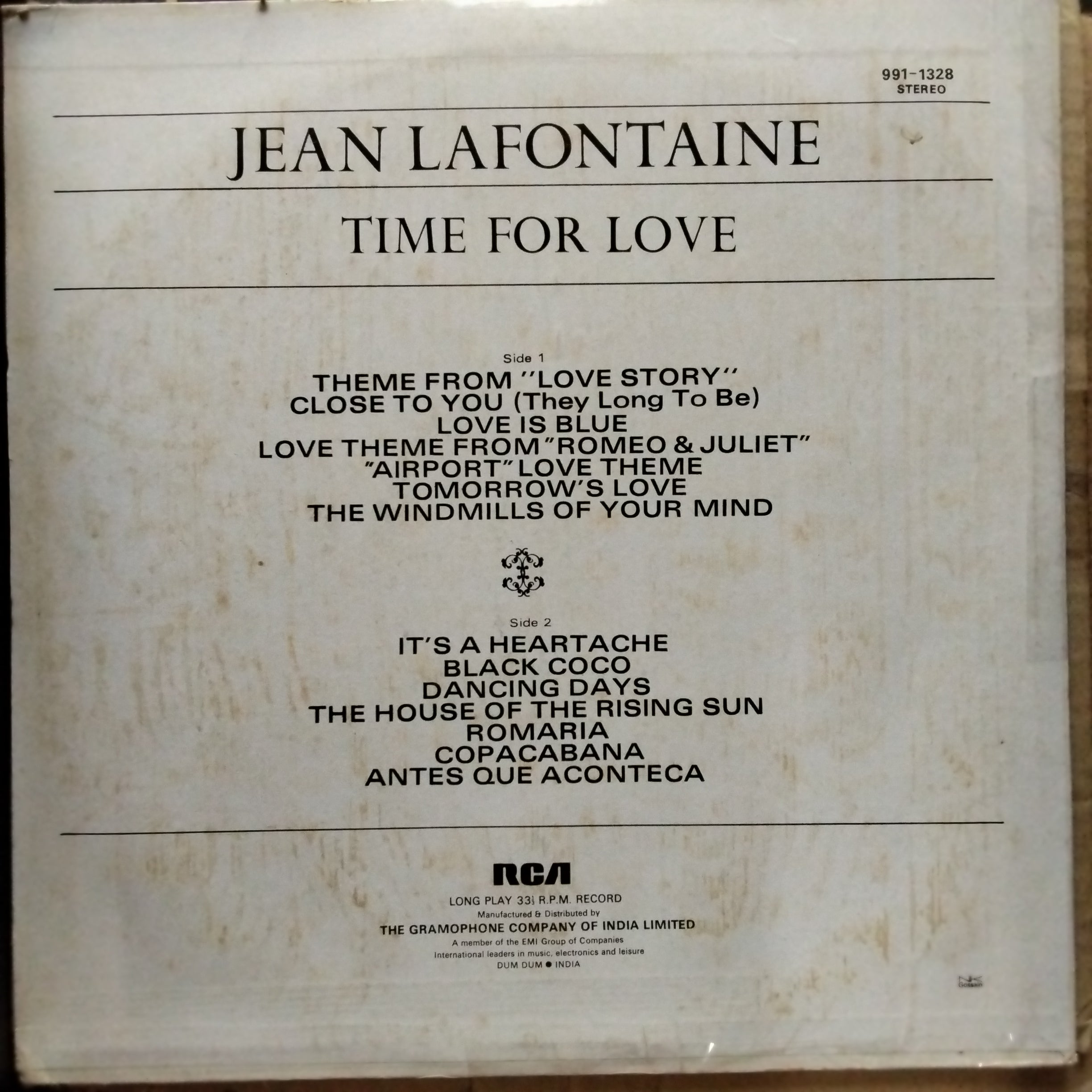 Jean La Fontaine  - Time For Love  (Vinyl)