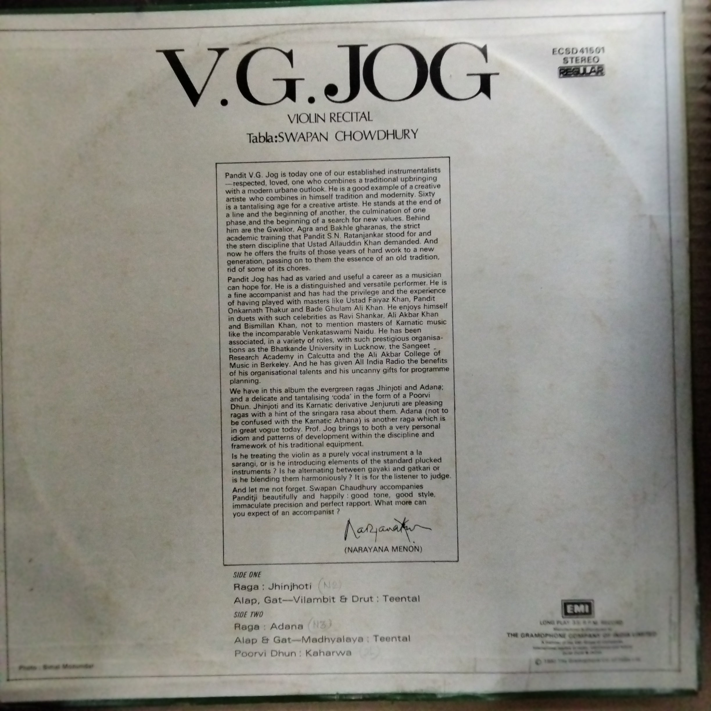 V.G.Jog - Violin Recital (Vinyl)