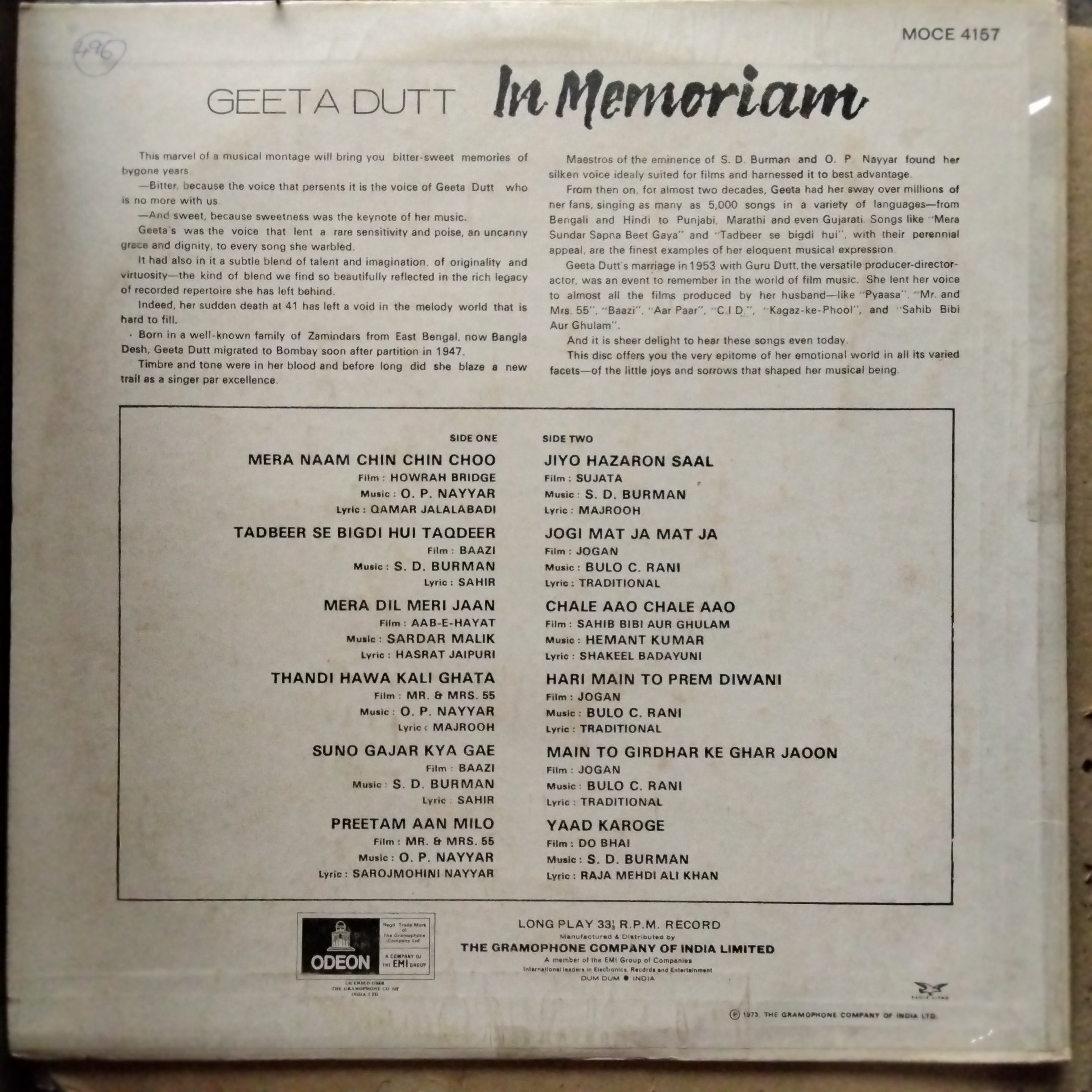 Geeta Dutt - In Memoriam (Vinyl)