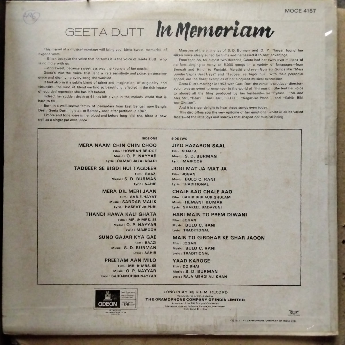 Geeta Dutt - In Memoriam (Vinyl)