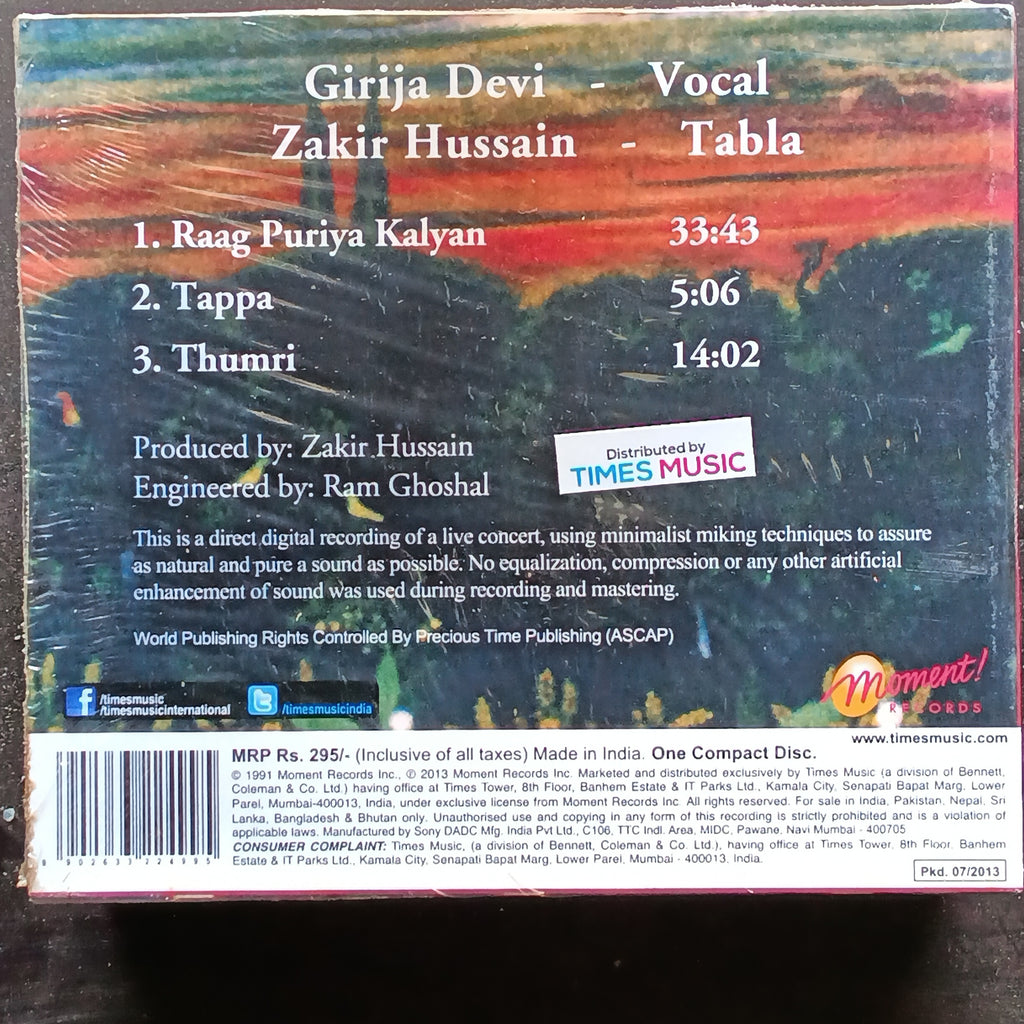 Girija Devi With Zakir Hussain  - Vocal (CD)