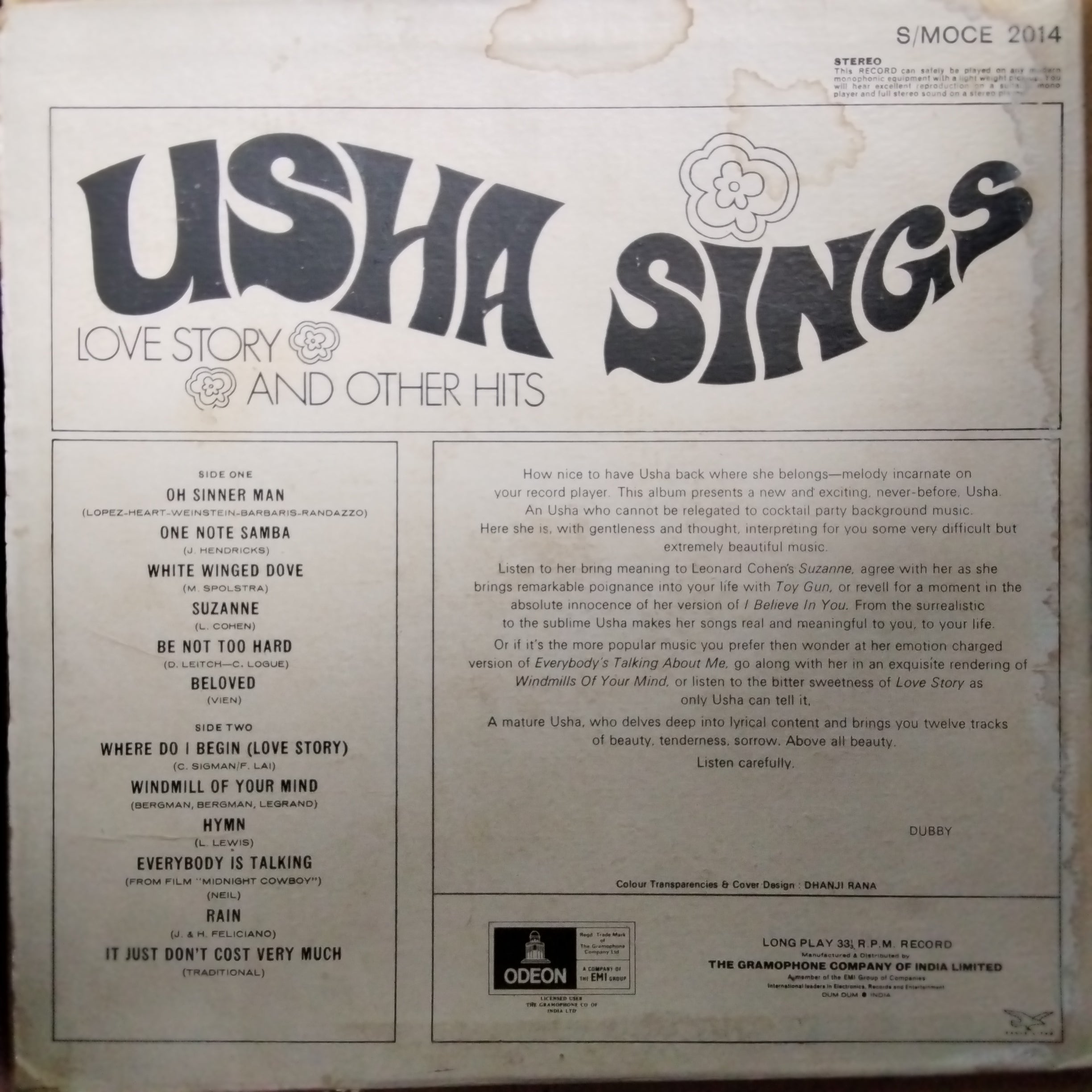 Usha*  - Usha Sings Love Story And Other Hits (Vinyl)