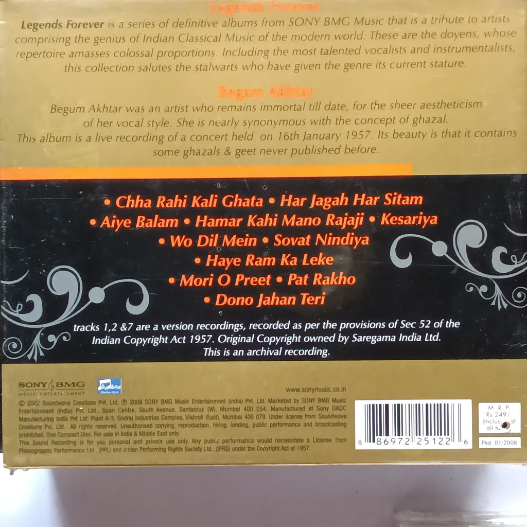 Begum Akhtar  - Legends Forever (CD)