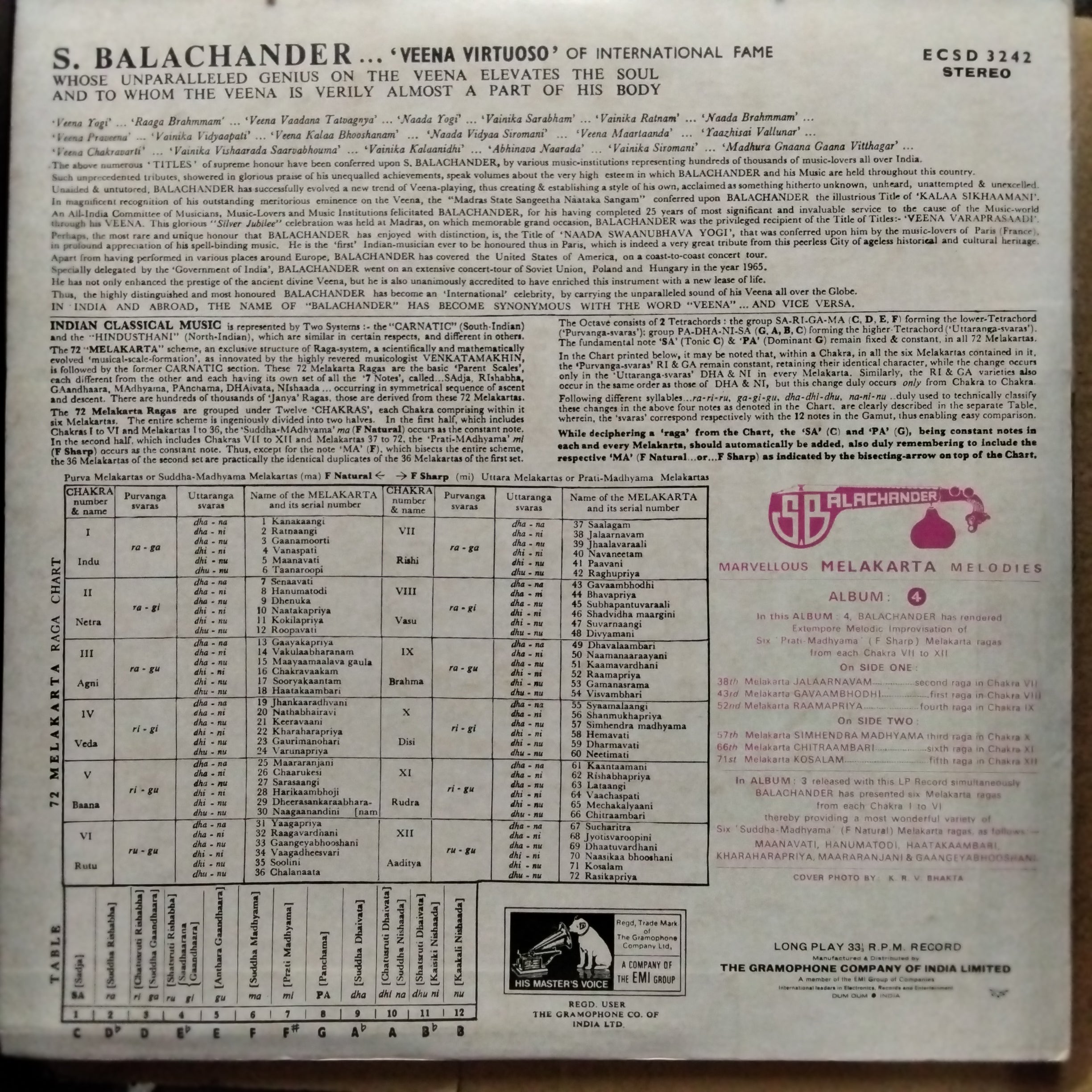 S. Balachander - Marvellous Melakarta Melodies - Album 4 (Vinyl)