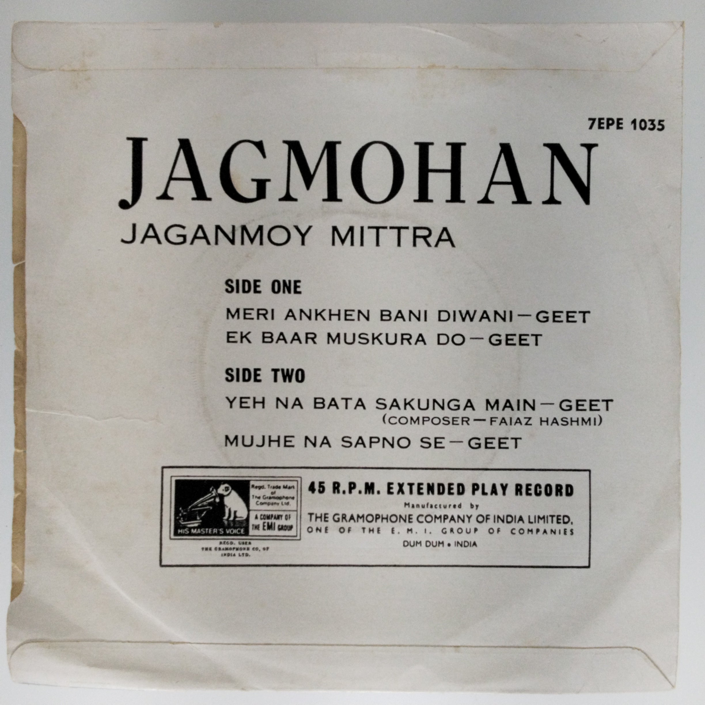 Jagmohan*  - Hindi Geets (45-RPM)