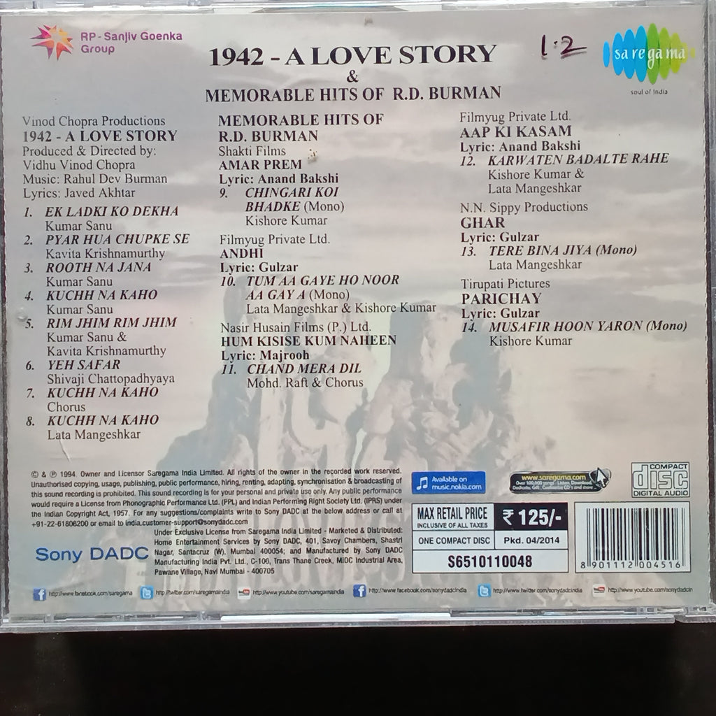 R D Burman  - 1942 - A Love Story & Memorable Hits Of R D Burman  (CD)