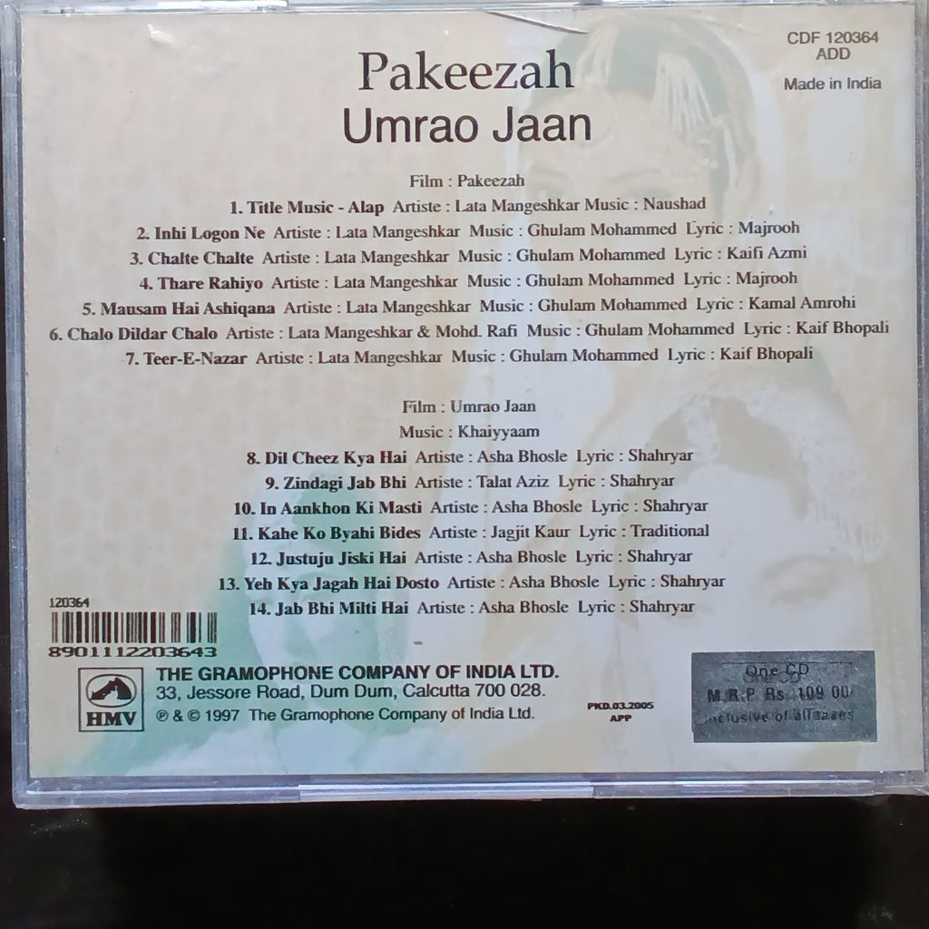 Naushad, Ghulam Mohammed + Khaiyyam - Pakeezah + Umrao Jaan (CD)