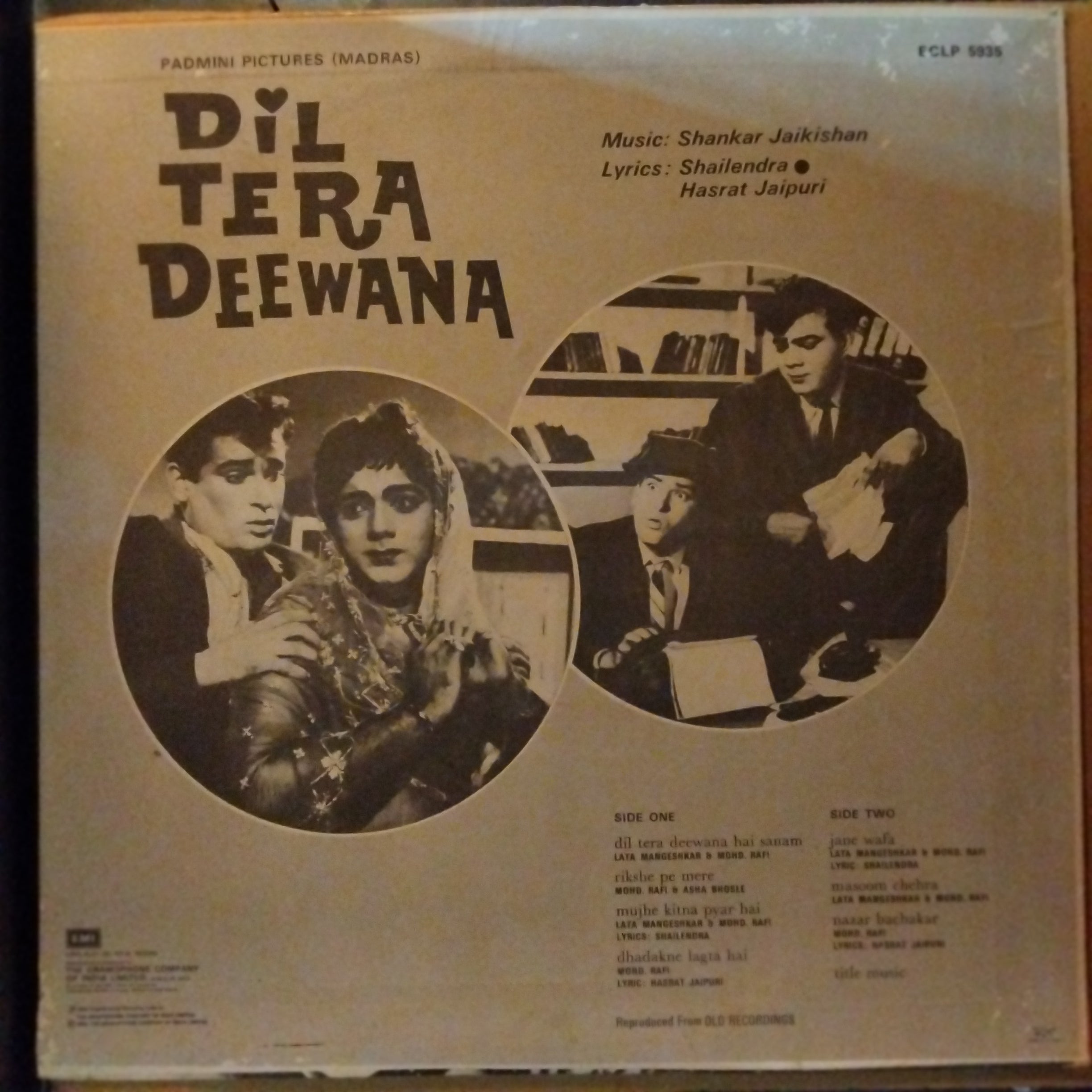 Shankar Jaikishan*, Shailendra • Hasrat Jaipuri  - Dil Tera Deewana (Vinyl)