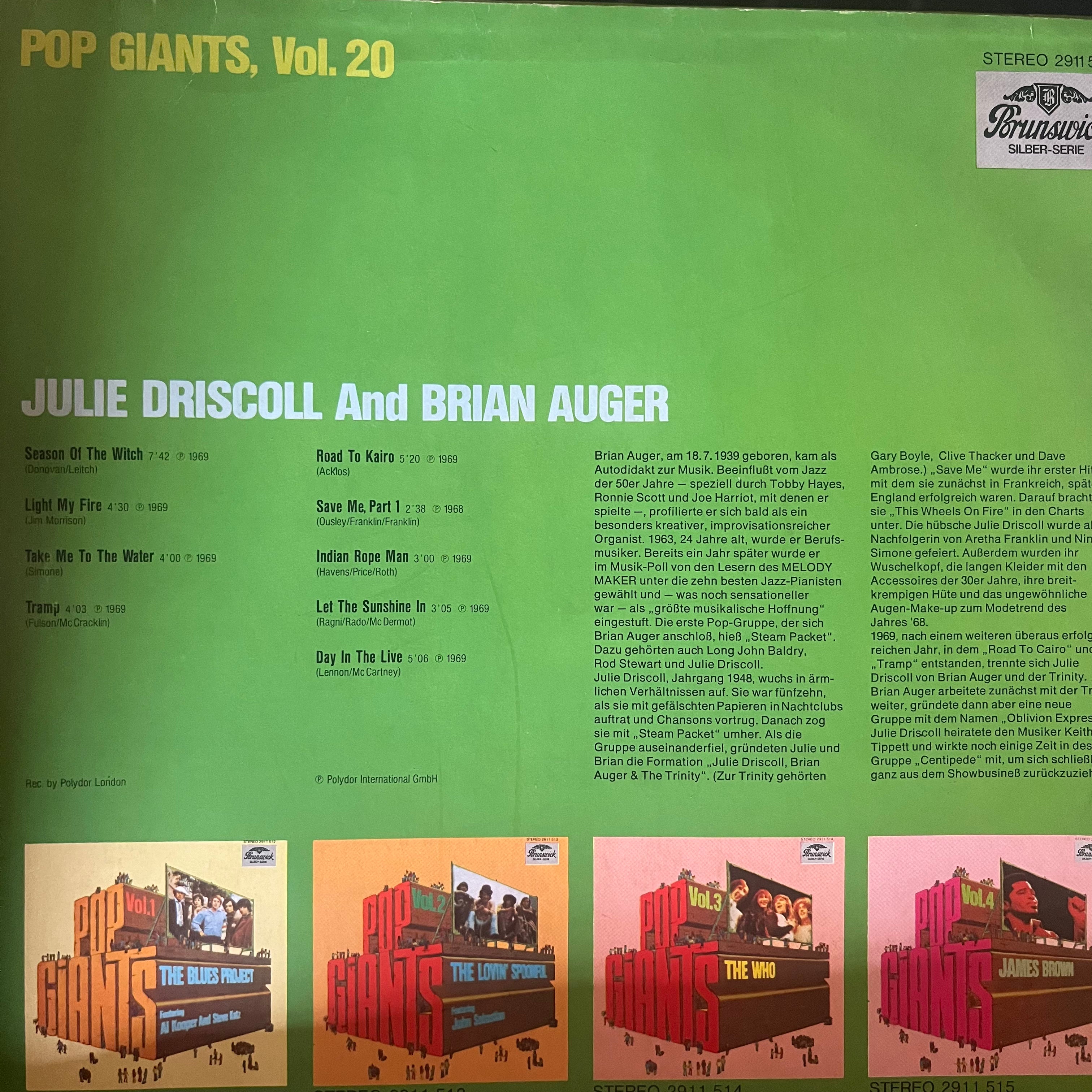 Julie Driscoll And Vbrian Auger - Pop Giants Vol. 20 (Vinyl)