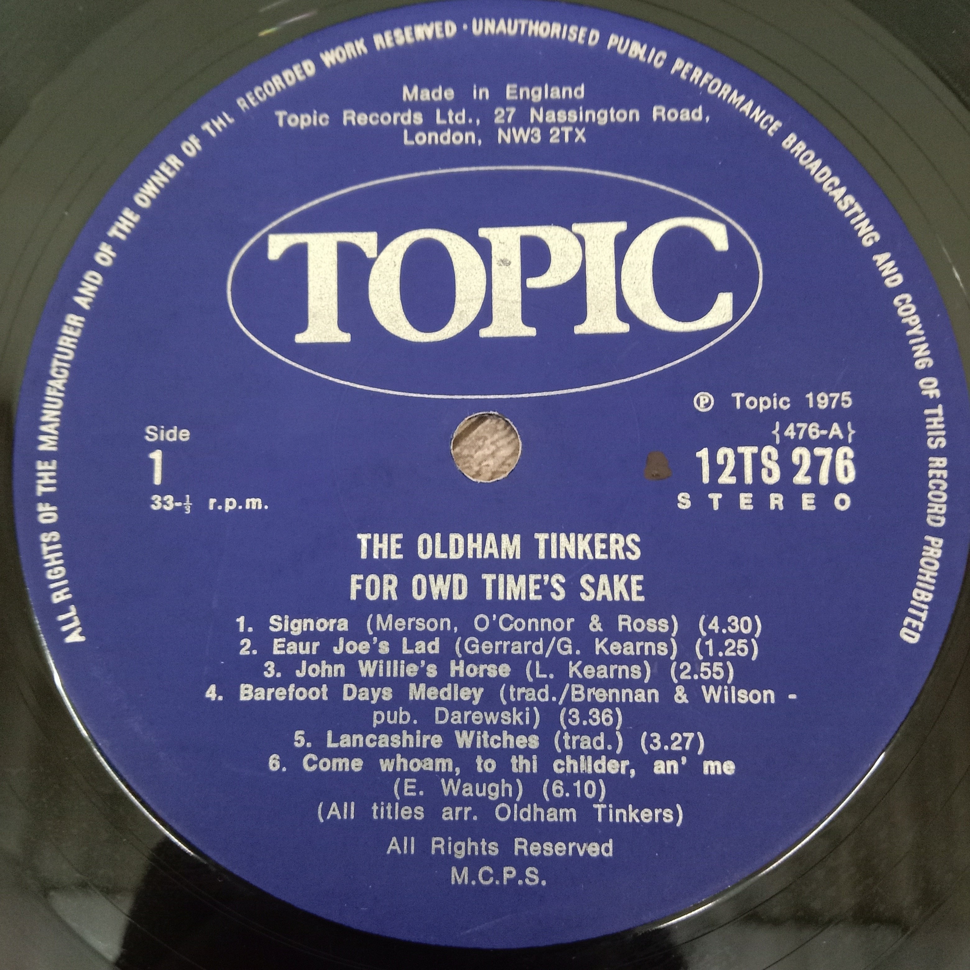 Oldham Tinkers, The - For Old Time's Sake (Vinyl)