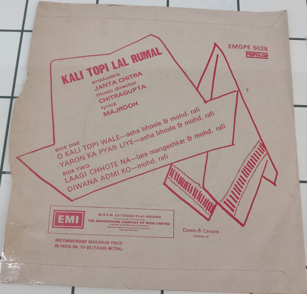 Chitragupta, Majrooh Sultanpuri - Kali Topi Lal Rumal (45-RPM)