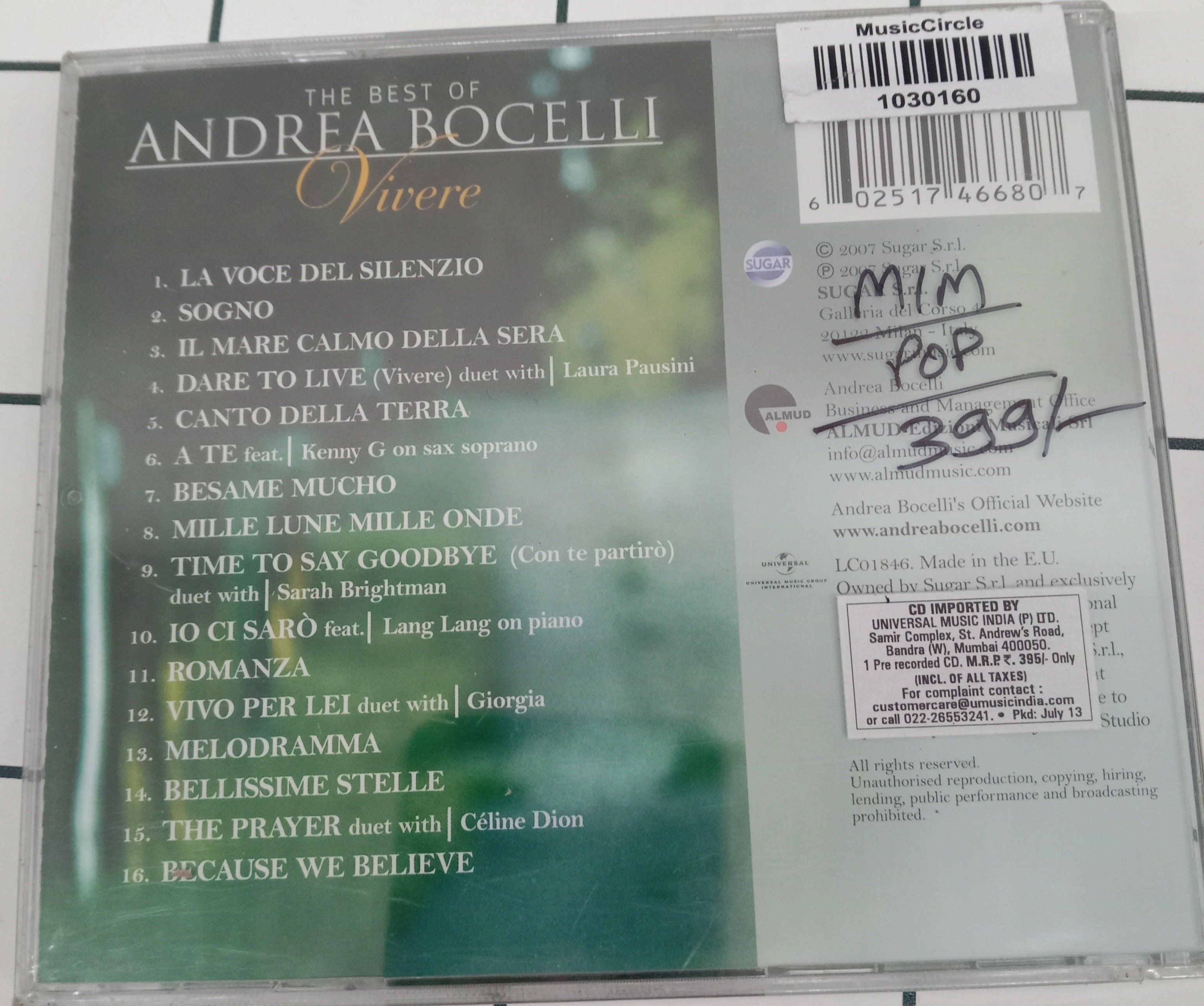 Andrea Bocelli - Vivere - The Best Of Andrea Bocelli (CD)