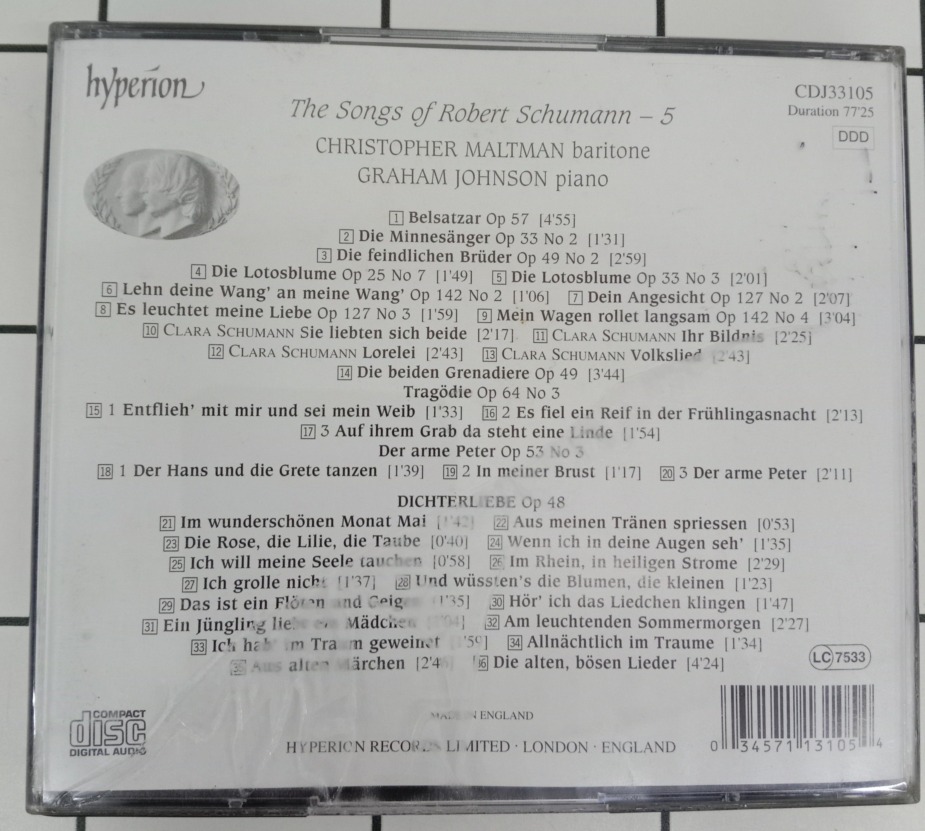 Cristopher Maltman/Graham Johnsong - The Songs Of Robert Schuman (CD)