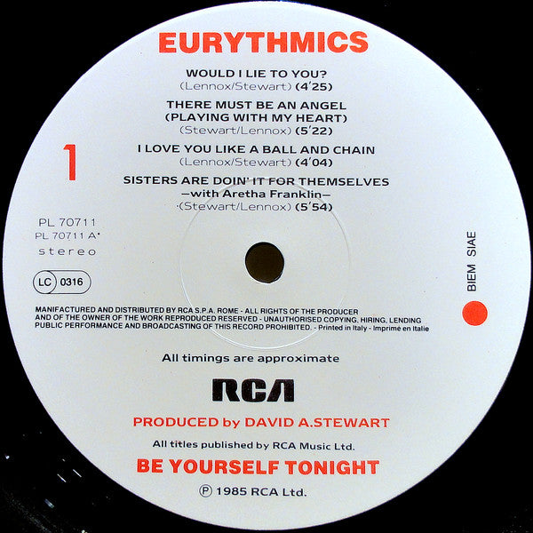 Eurythmics - Be Yourself Tonight (Vinyl)