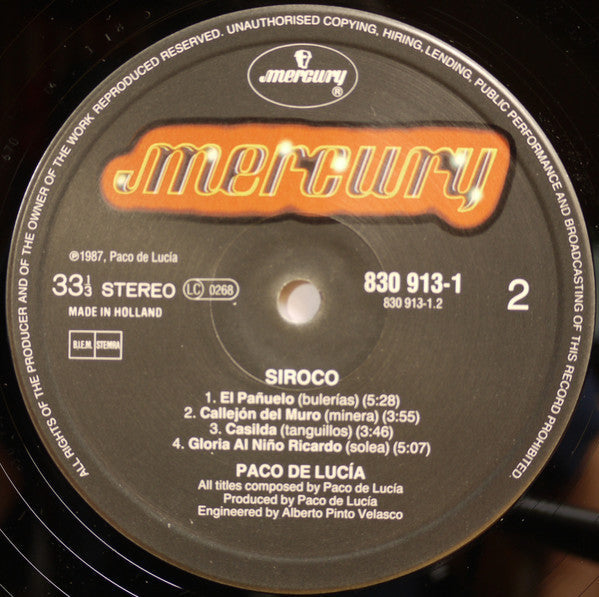 Paco De LucÃ­a - Siroco (Vinyl)