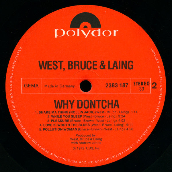 West, Bruce & Laing - Why Dontcha (Vinyl)