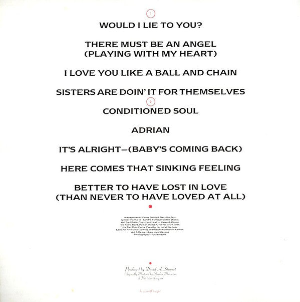 Eurythmics - Be Yourself Tonight (Vinyl)