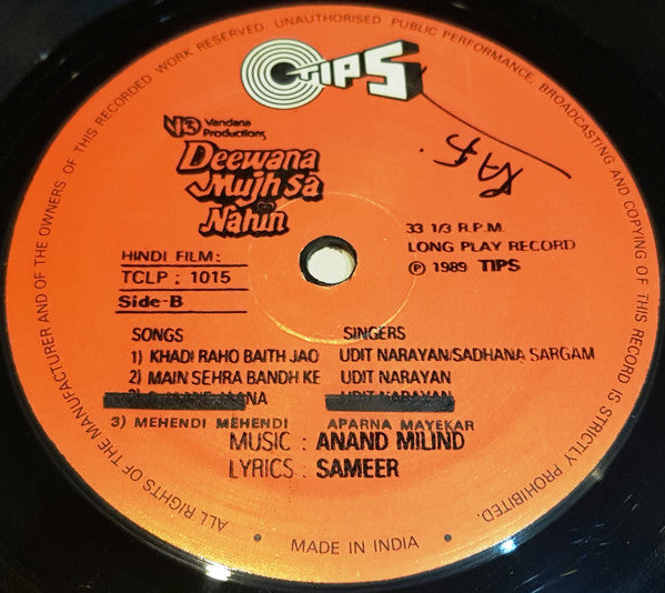 Anand Milind, Sameer - Deewana Mujh Sa Nahin (Vinyl)