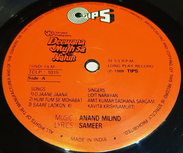 Anand Milind, Sameer - Deewana Mujh Sa Nahin (Vinyl)