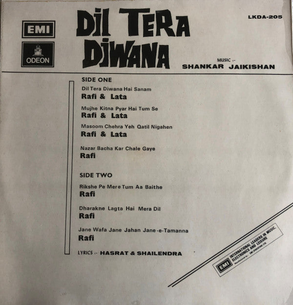 Shankar-Jaikishan - Dil Tera Diwana (Vinyl)