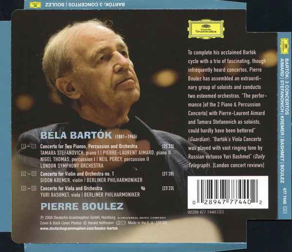 Béla Bartók, Pierre-Laurent Aimard, Tamara Stefanovich, Gidon Kremer, Yuri Bashmet, London Symphony Orchestra, Berliner Philharmoniker, Pierre Boulez - Concertos (CD)