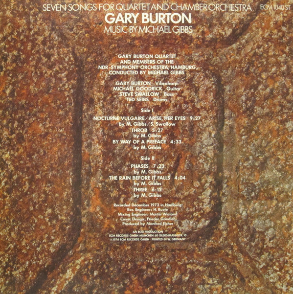 Gary Burton - Seven Songs For Quartet And Chamber Orchestra (Vinyl)
