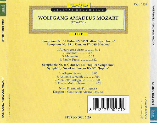 Wolfgang Amadeus Mozart, Nova Filarmonia Portuguesa, Álvaro Cassuto - Symphonies Nos. 35 'Haffner' & 41 'Jupiter' (CD)