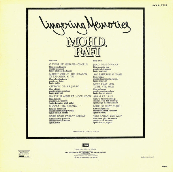 Mohammed Rafi - Lingering Memories (Vinyl)