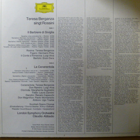 Teresa Berganza Singt Gioacchino Rossini - Il Barbiere Di Siviglia, La Cenerentola (Vinyl)