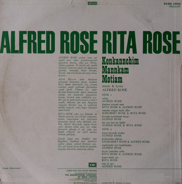 Alfred Rose · Rita Rose - Konkannchim Mannkam Motiam  (Vinyl)