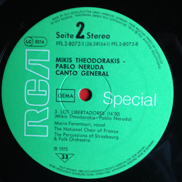 Mikis Theodorakis - Pablo Neruda - Canto General (Vinyl) (2)