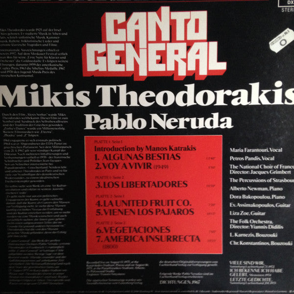 Mikis Theodorakis - Pablo Neruda - Canto General (Vinyl) (2)