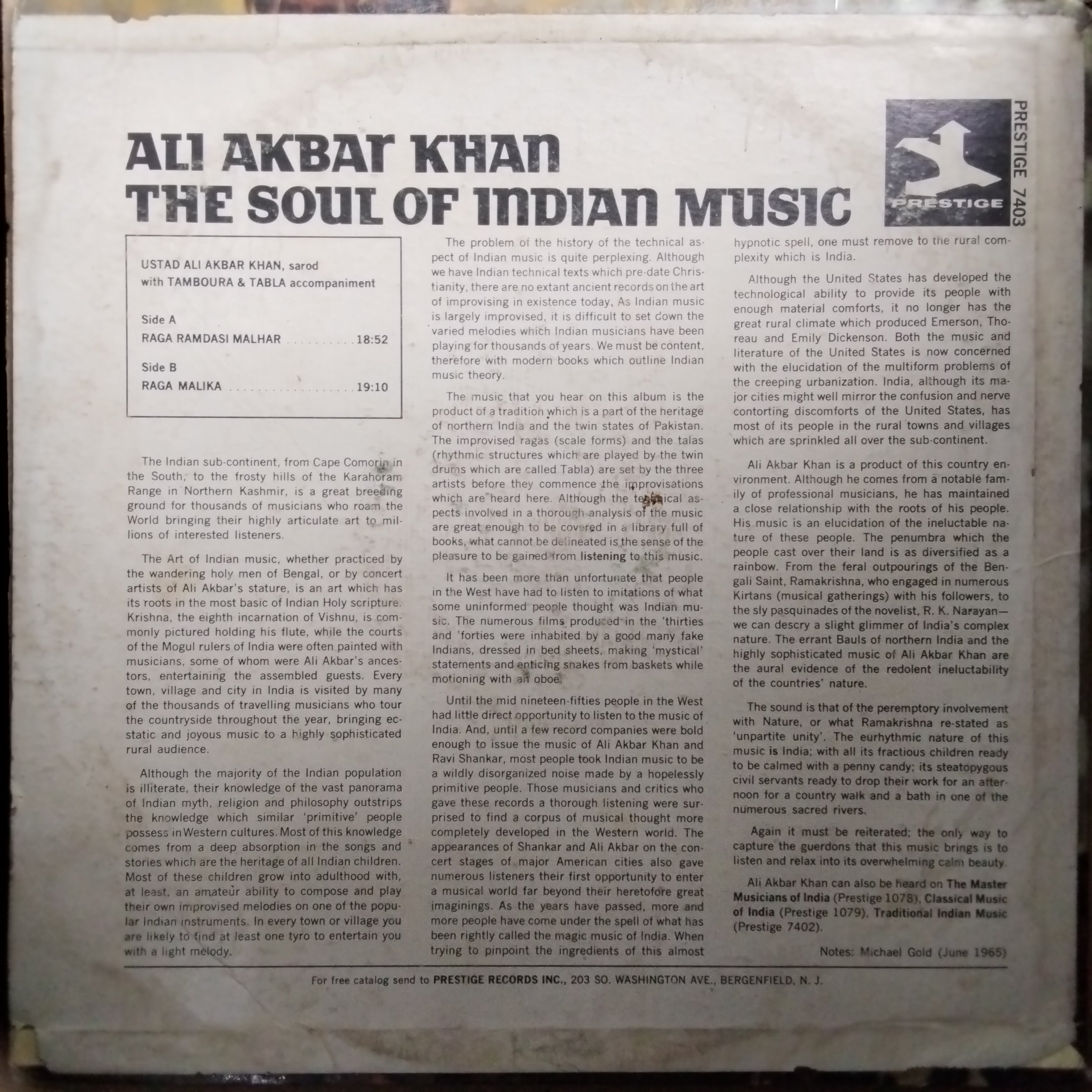 Ali Akbar Khan  - The Soul Of Indian Music (Vinyl)