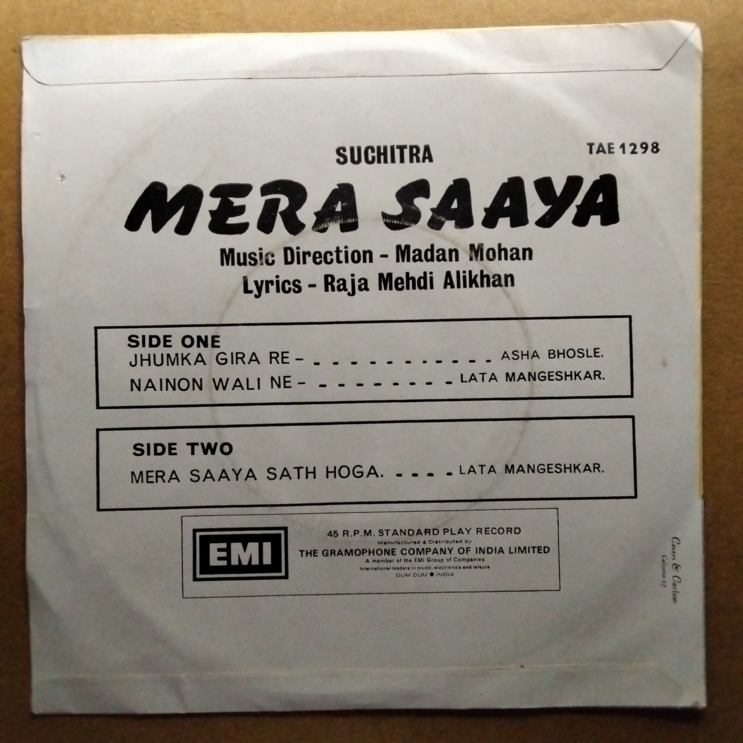 Madan Mohan  - Mera Saaya (45-RPM)