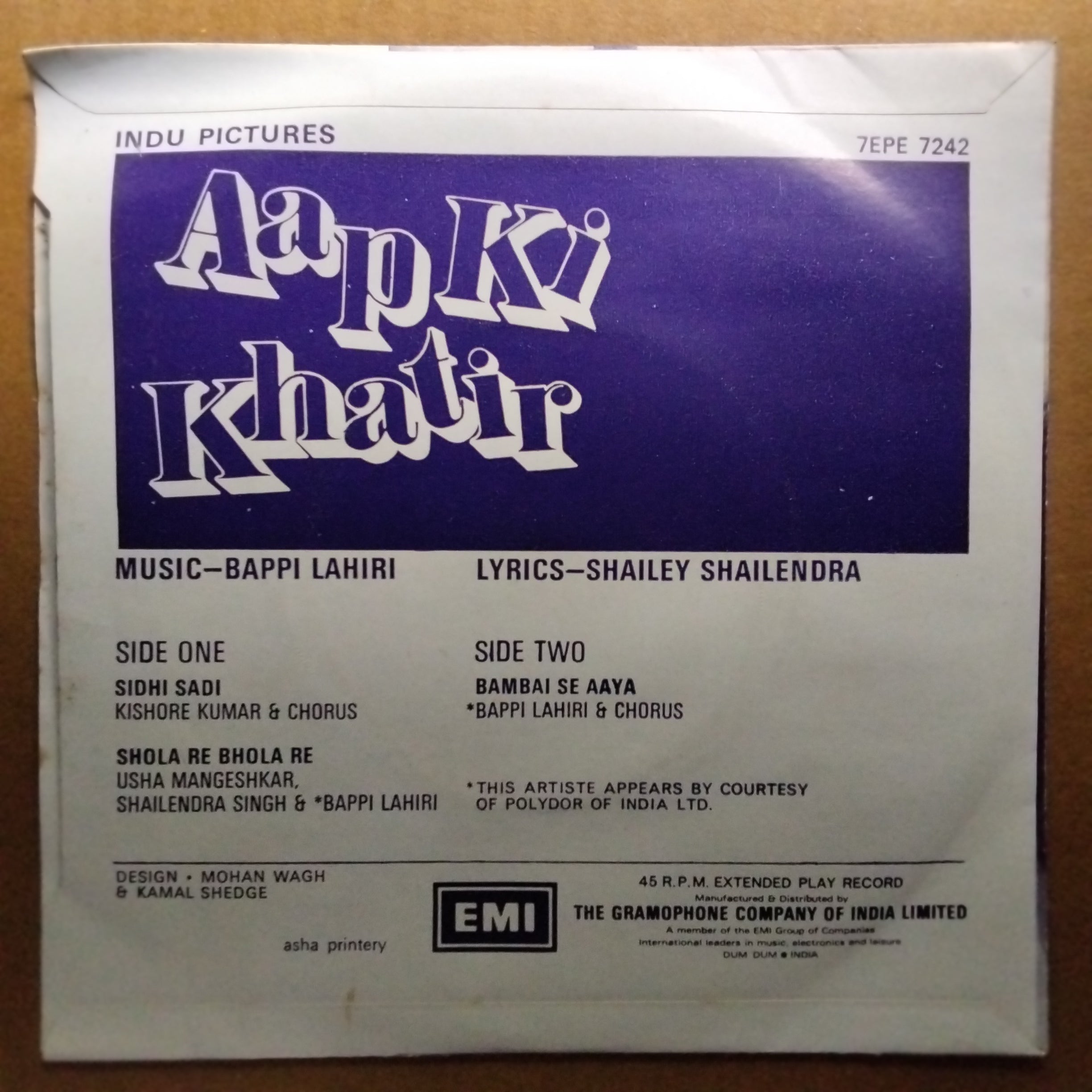 Bappi Lahiri  - Aap Ki Khatir (45-RPM)