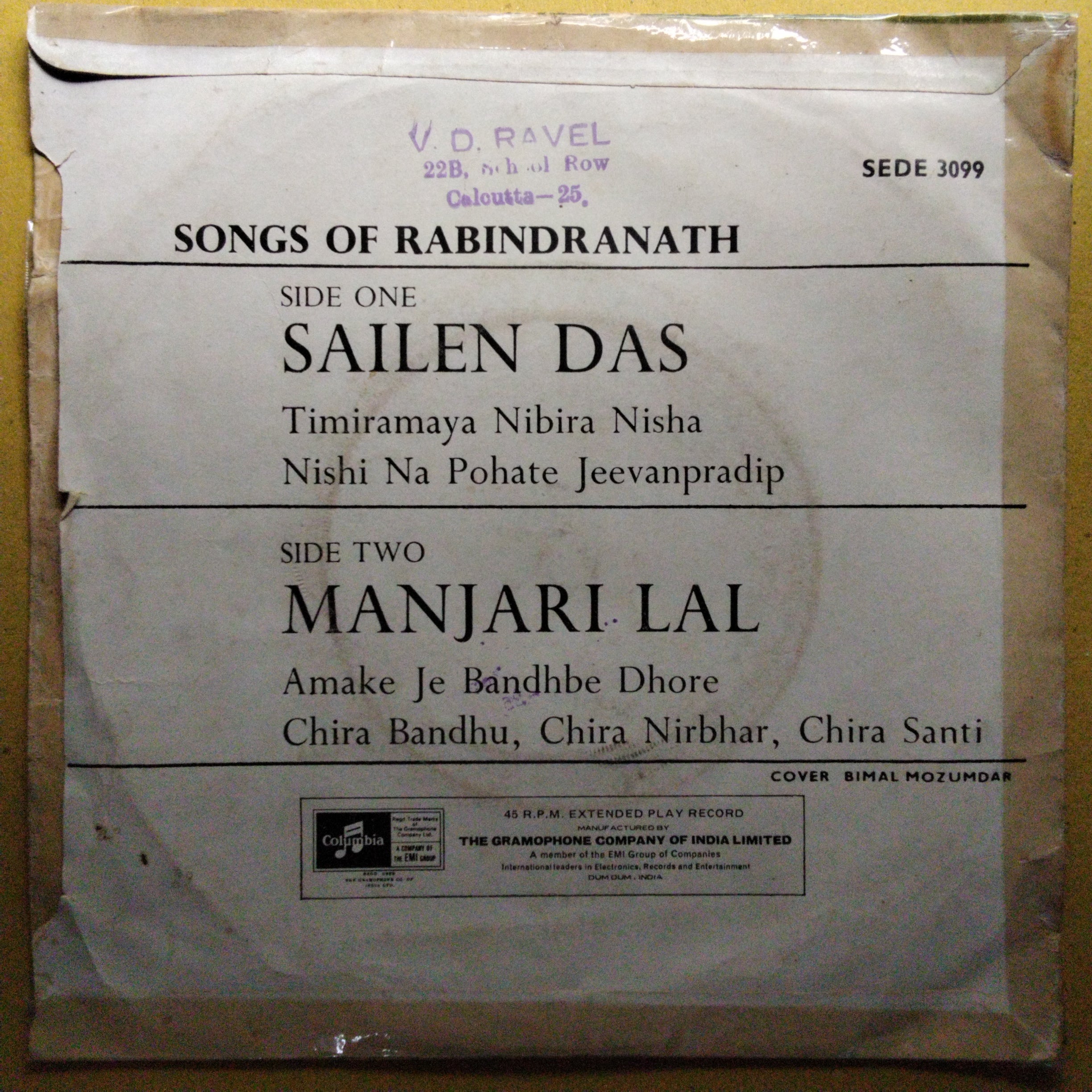 Tagore Songs  - Songs Of Rabindranath  (45-RPM)