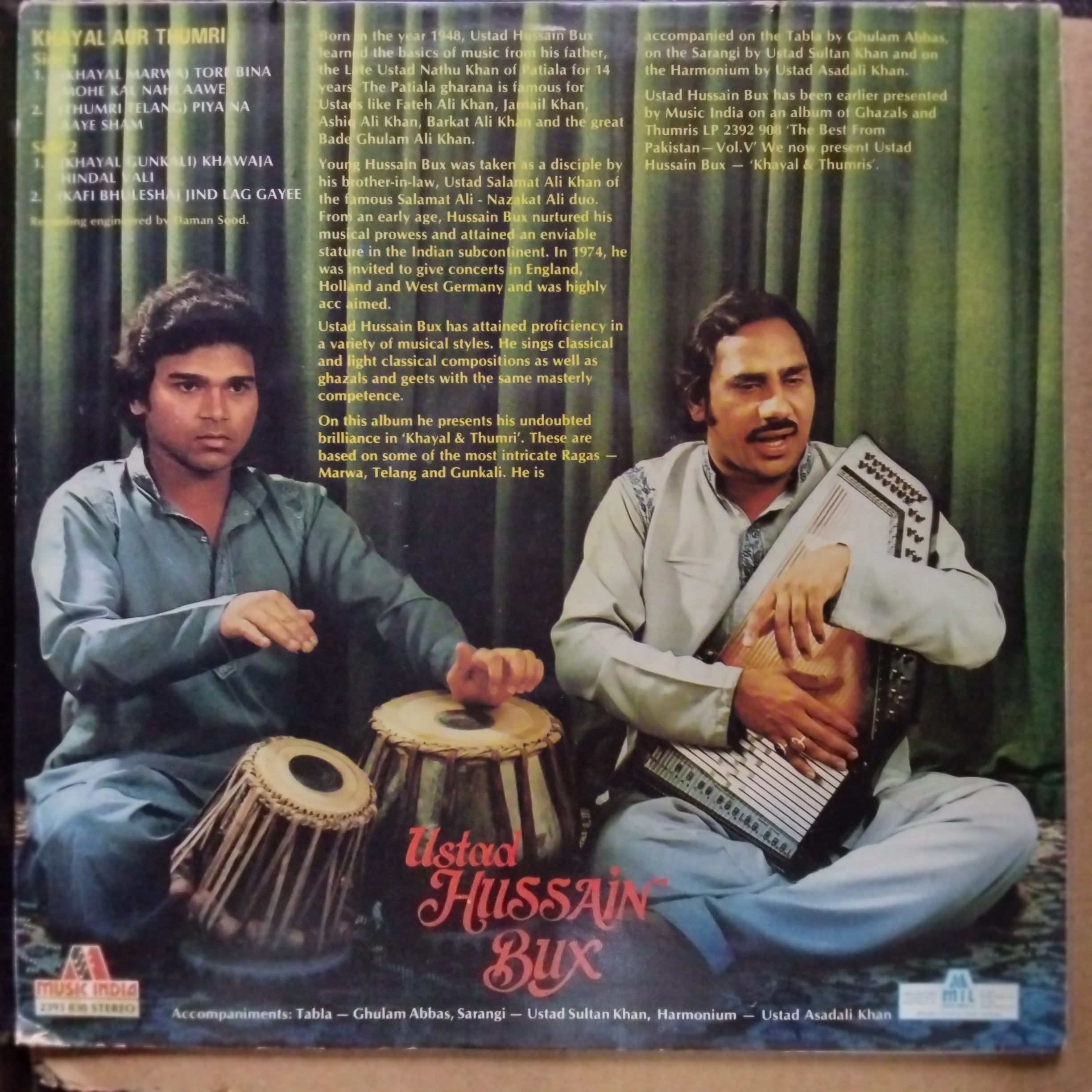 Ustad Hussain Bux - Khayal Aur Thumri (Vinyl)