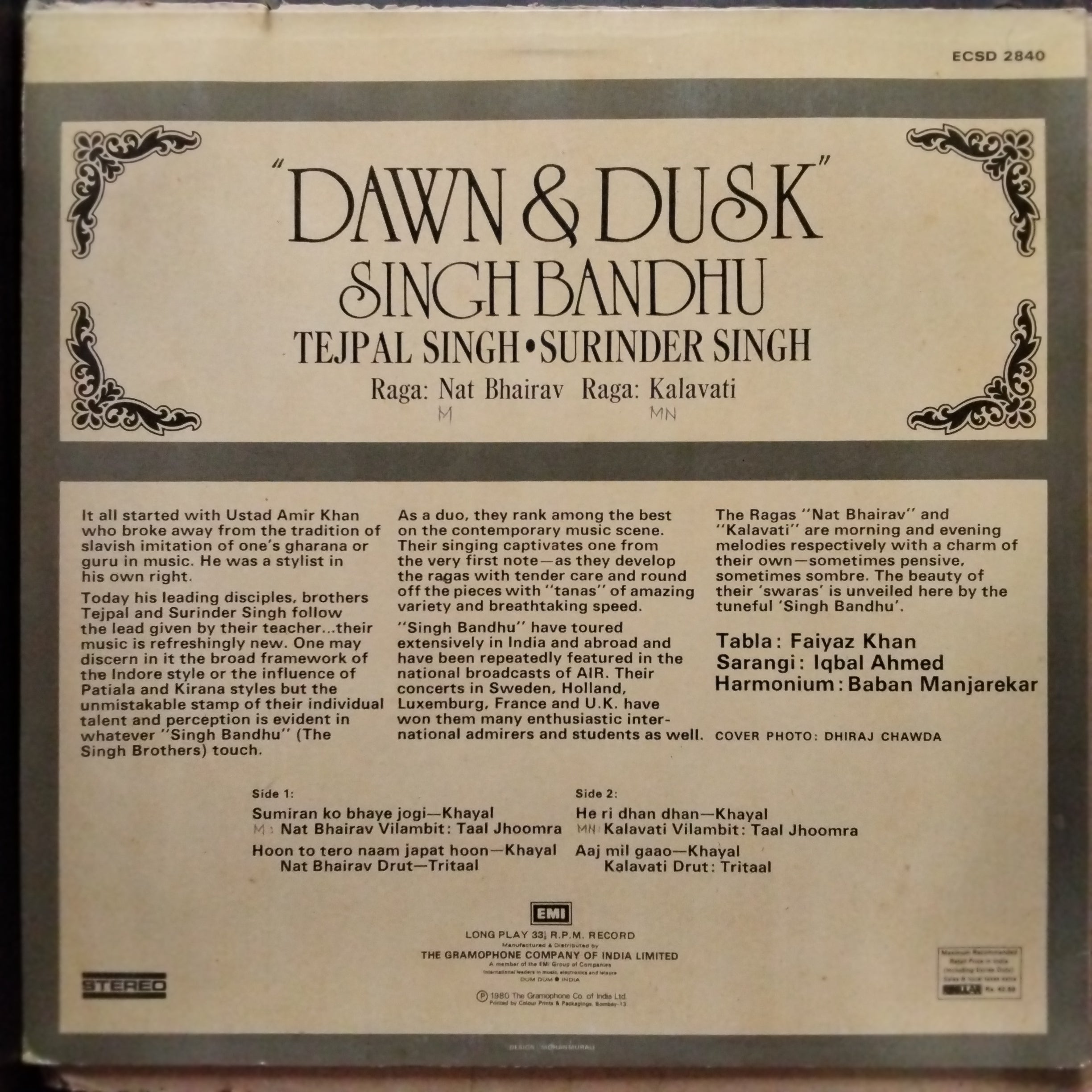 Singh Bandhu - Dawn & Dusk: Raga Nat Bhairav, Raga Kalavati (Vinyl)