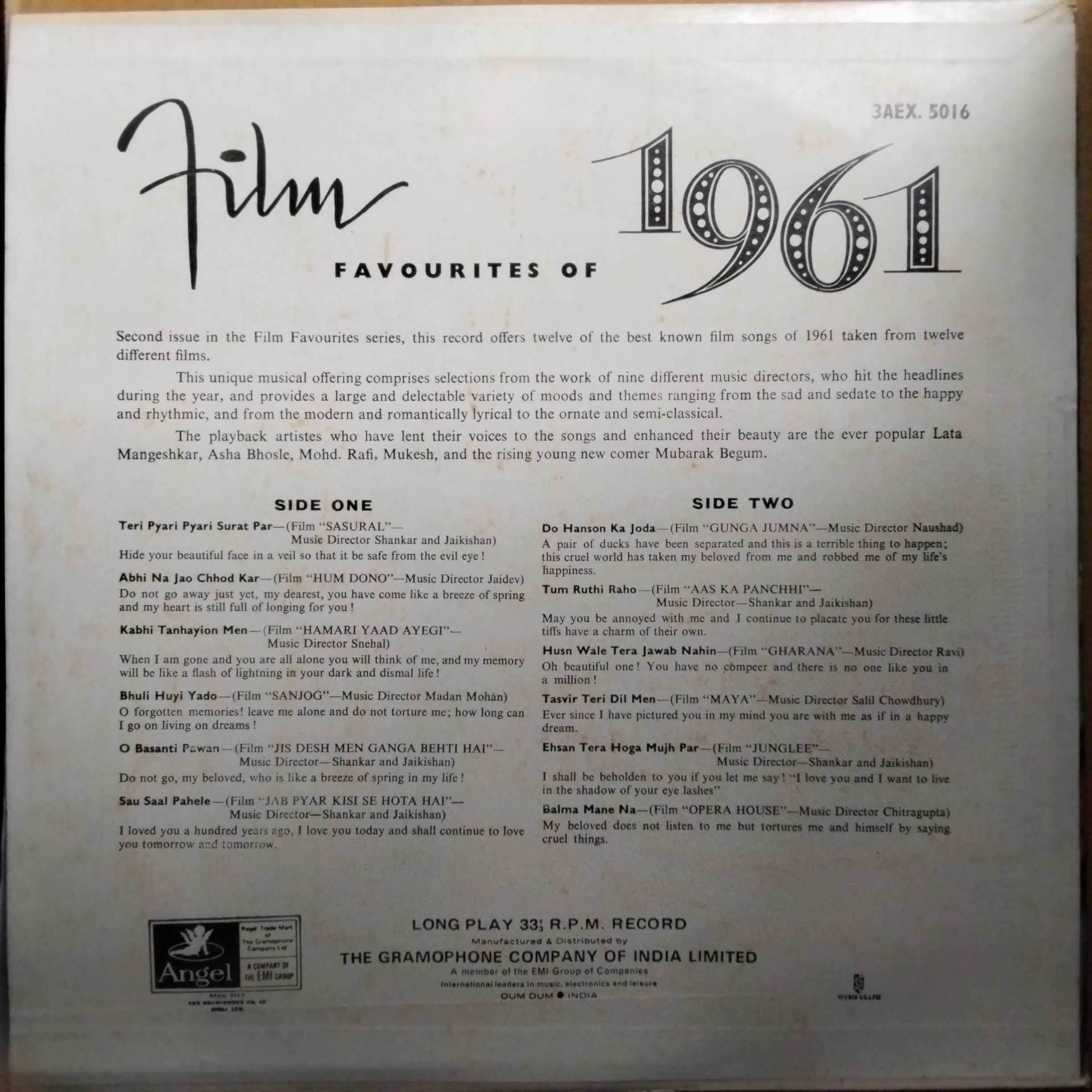 Various  - Film Favourites Of 1961 (Vinyl)