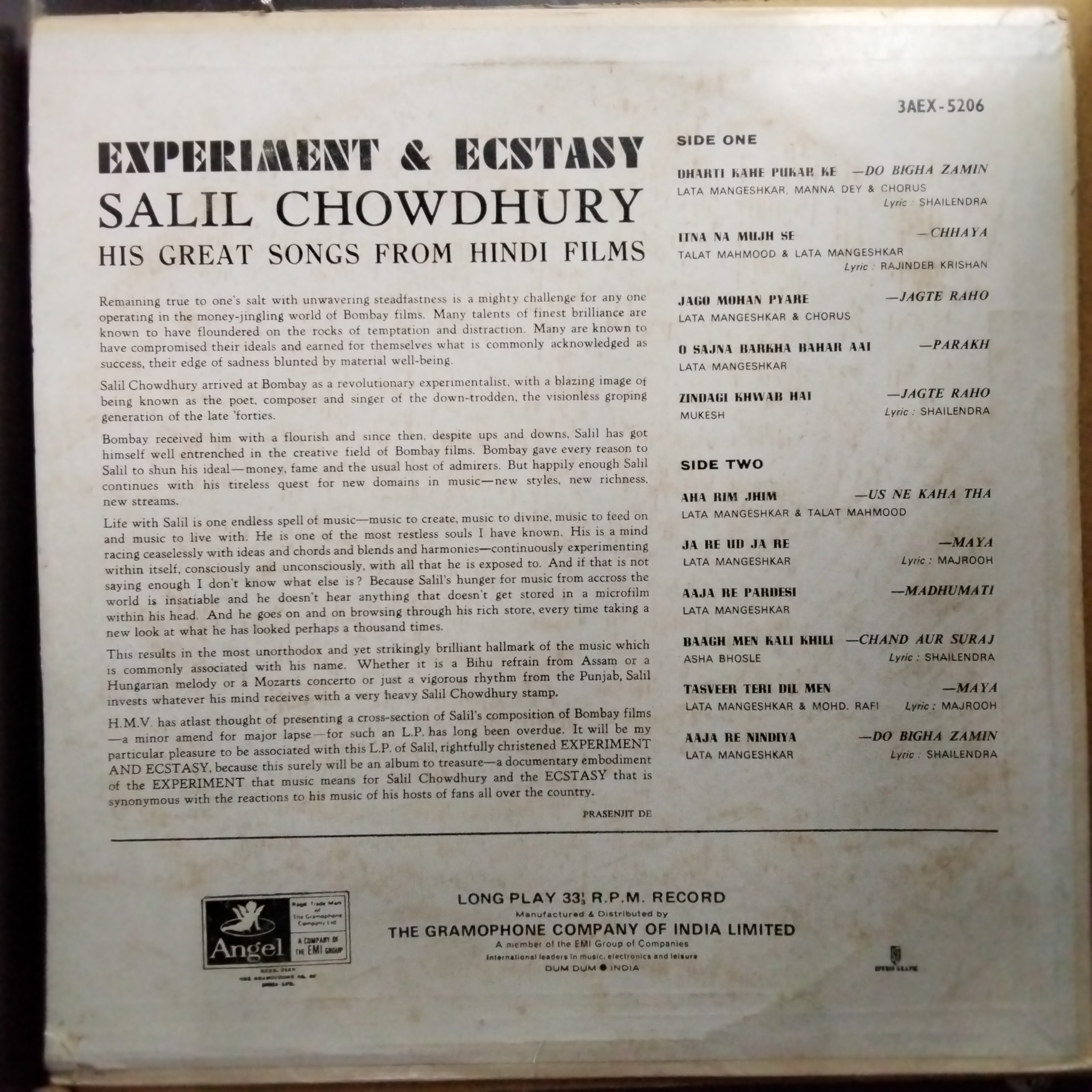 Salil Chowdhury  - Experiment And Ecstasy (Vinyl)