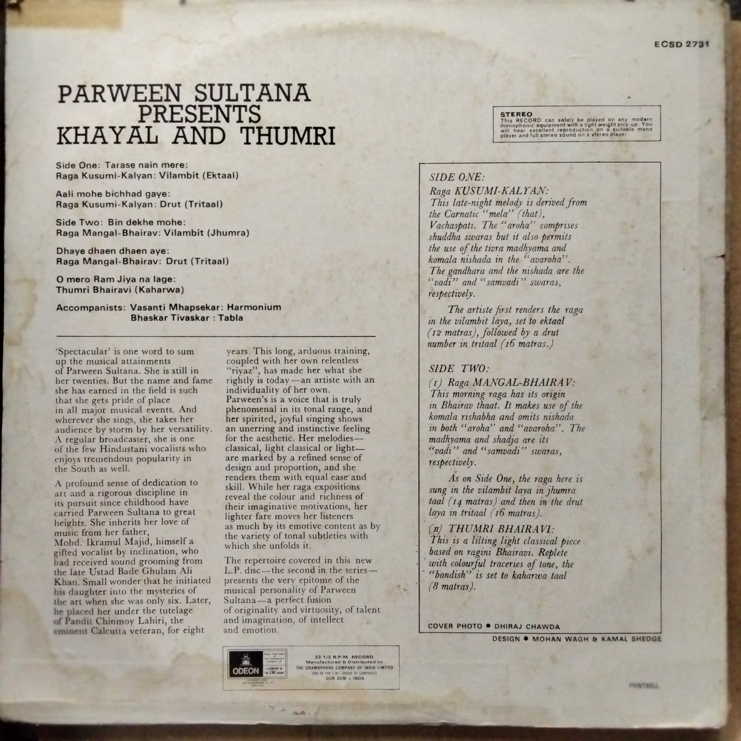 Parween Sultana  - Khayal & Thumri (Vinyl)