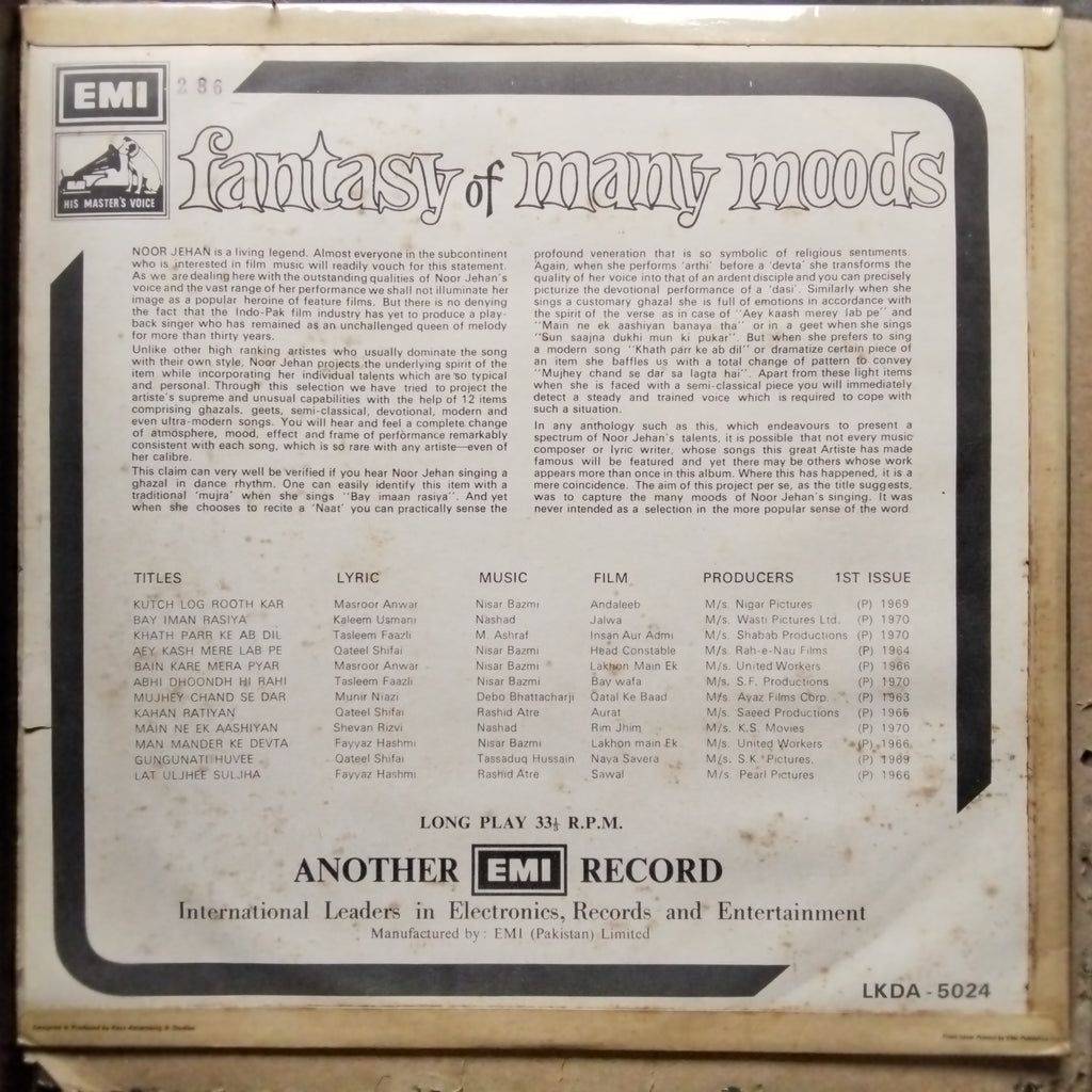 Noor Jehan  - Fantasy Of Many Moods (Vinyl)