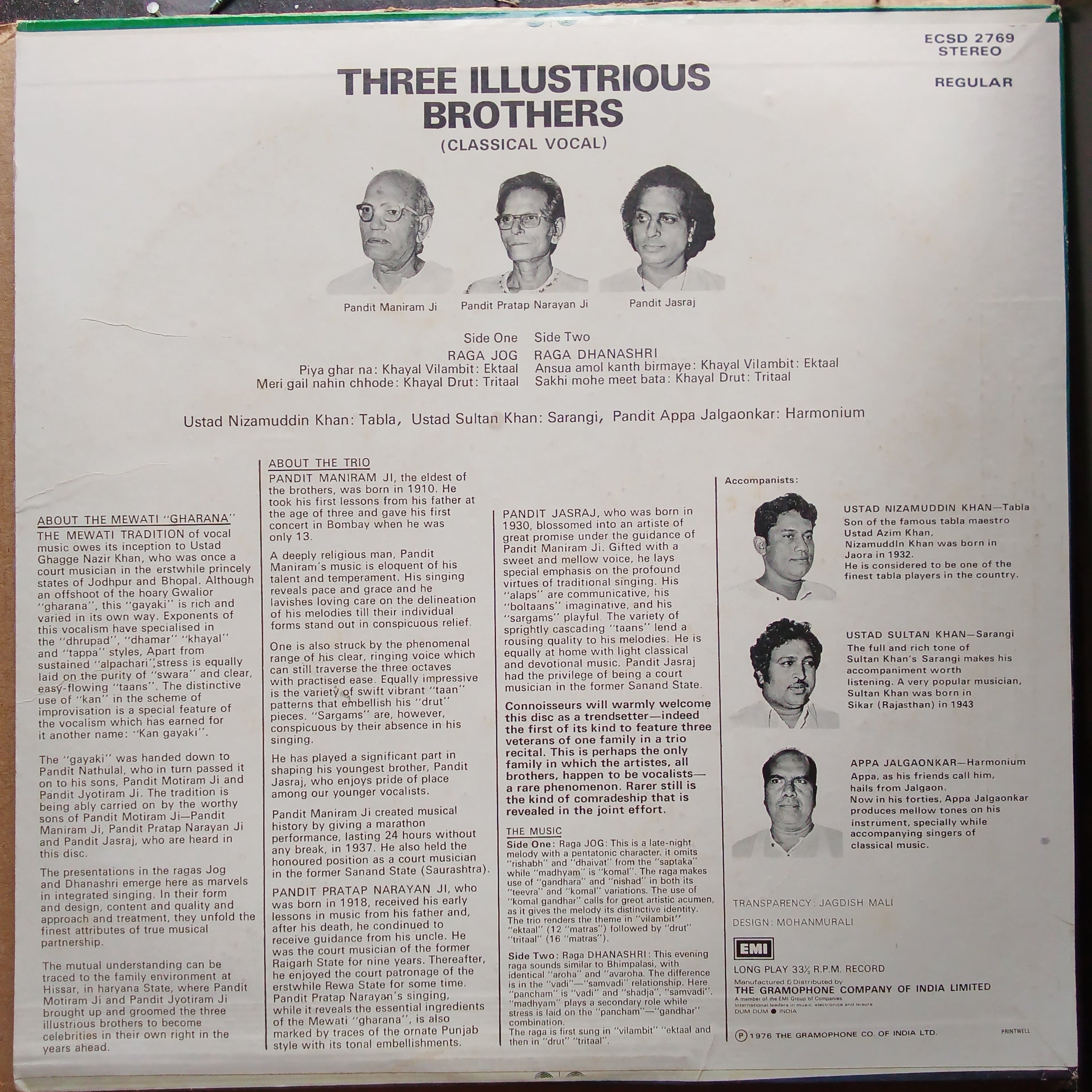 Jasraj Brothers - Three Illustrious Brothers  (Vinyl)