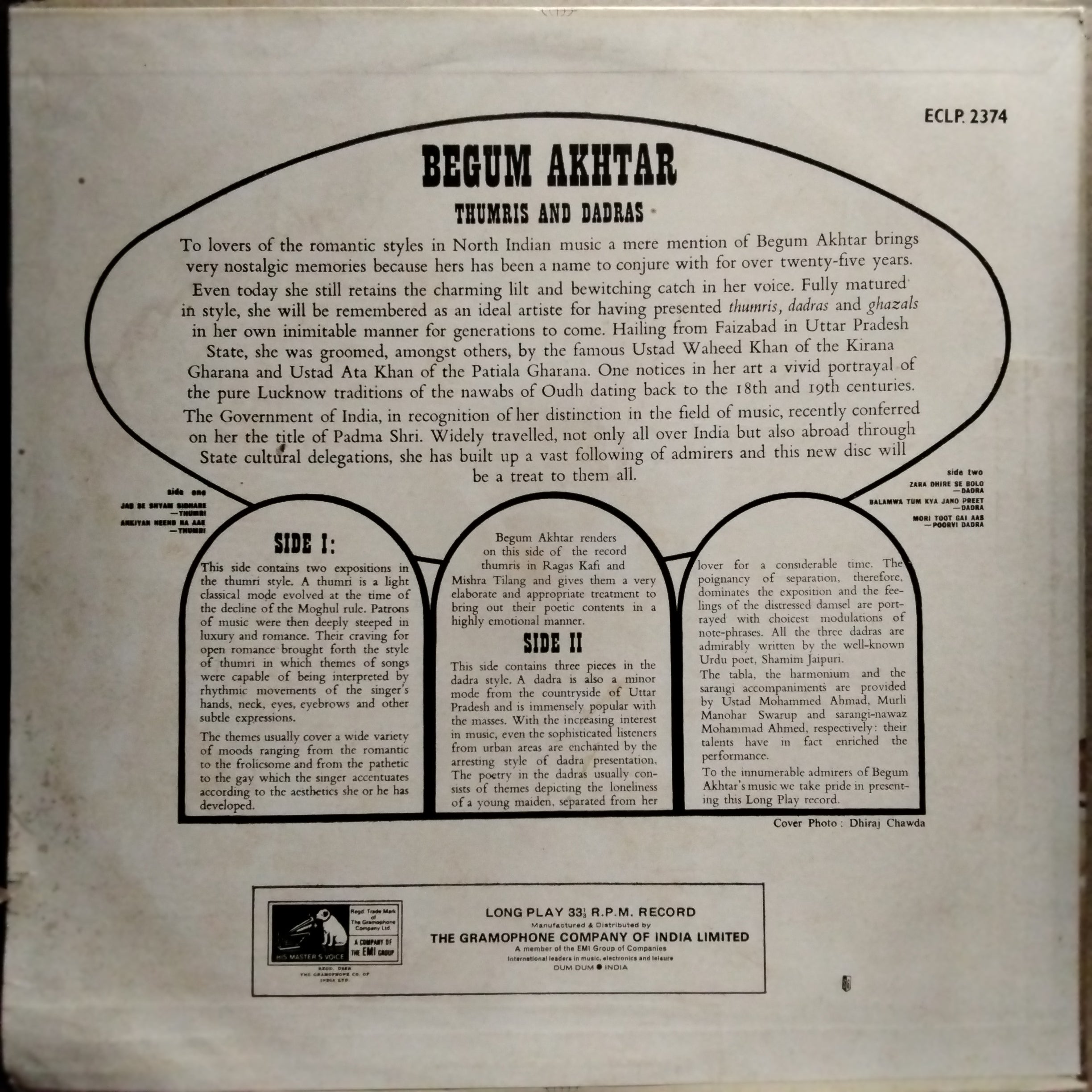 Begum Akhtar - Dadras & Thumrees (Vinyl)