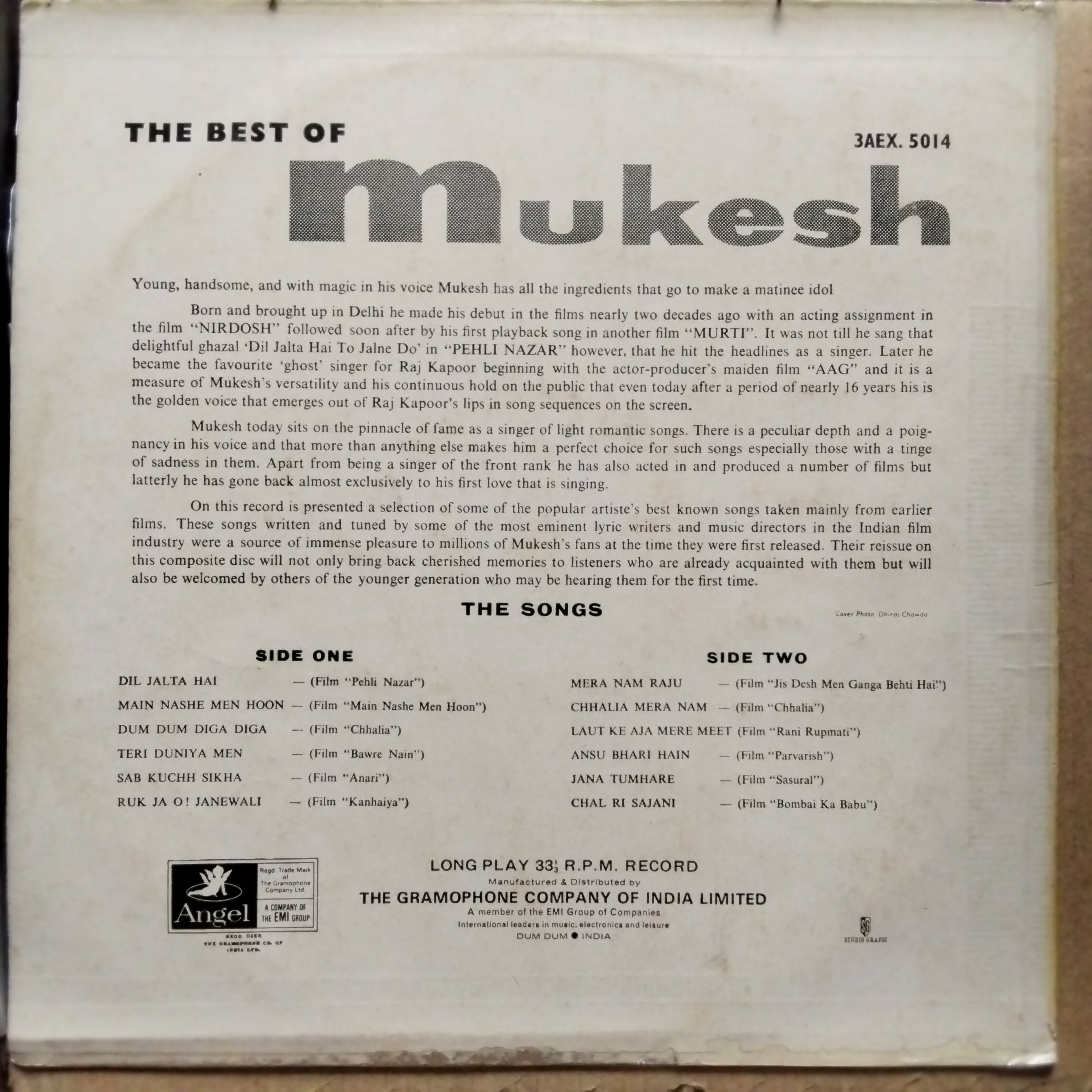 Mukesh  - The Best Of Mukesh (Vinyl)