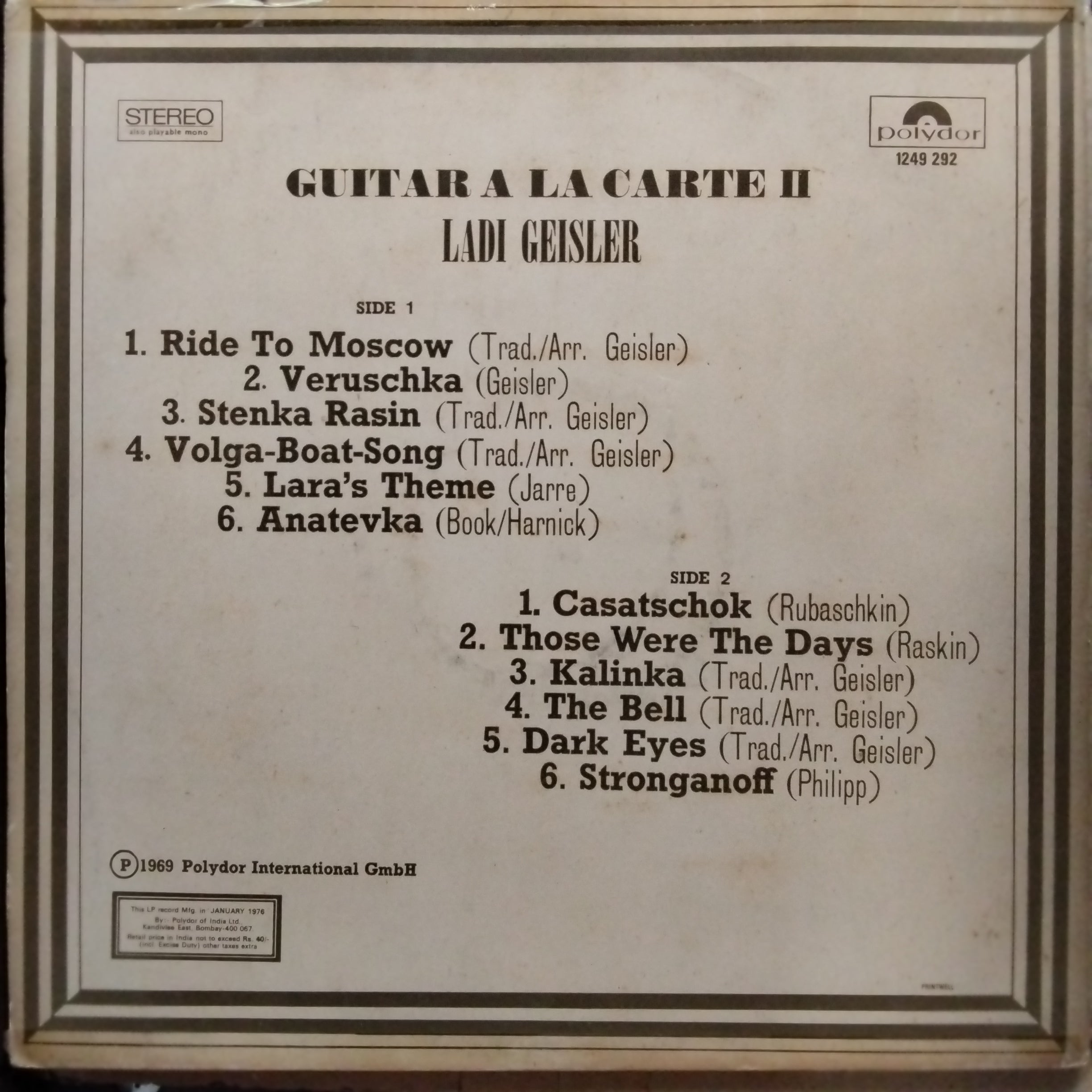 Ladi Geisler - Guitar Ala Carte  (Vinyl)
