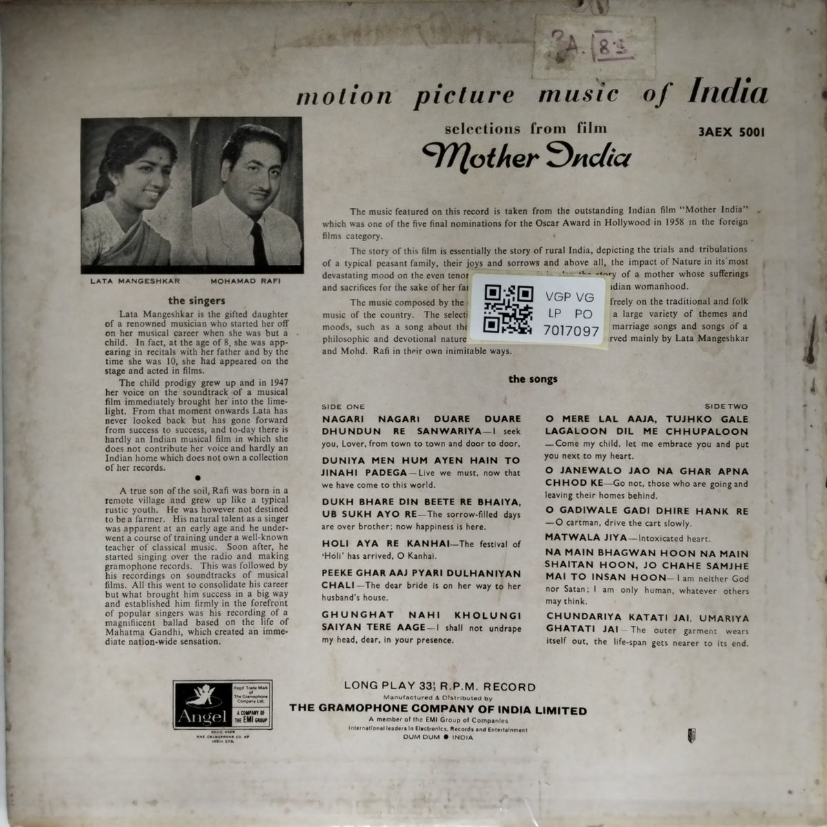 Lata Mangeshkar, Mohd. Rafi - Mother India (Vinyl)