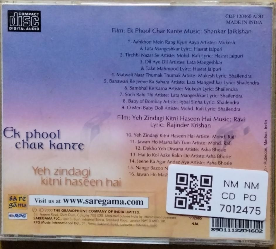 Shankar Jaikishan, Ravi - Ek Phool Char Kante / Yeh Zindagi Kitni Haseen Hai (CD)