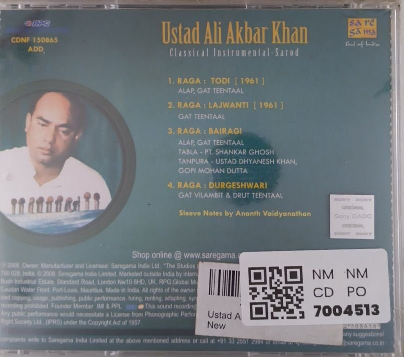 Ustad Ali Akbar Khan - Classical Instrumental - Sarod (CD)