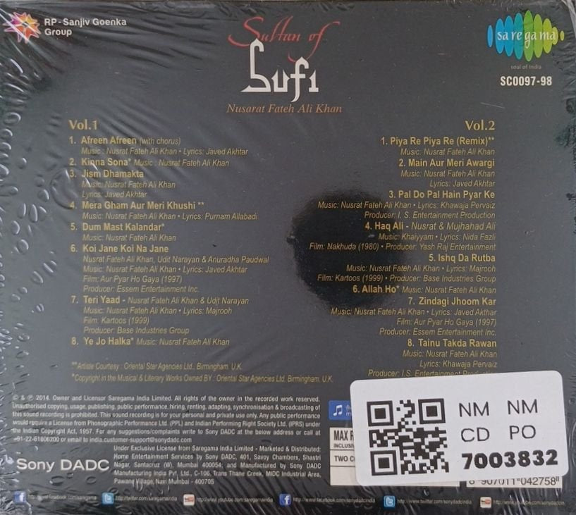 Nusrat Fateh Ali Khan - Sultan of Sufi (CD) (2)
